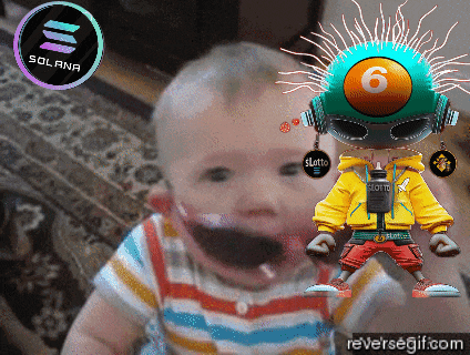 a baby 's face is behind a robot with the number 6 on it