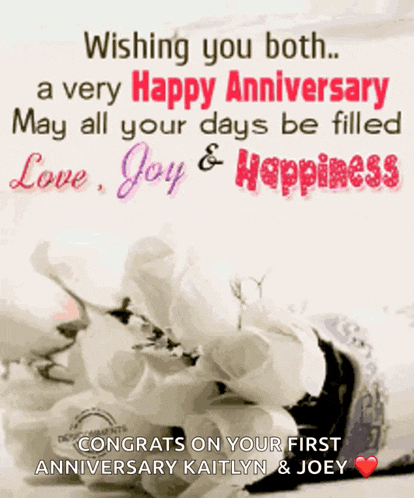 congratulations on your first anniversary with a picture of flowers