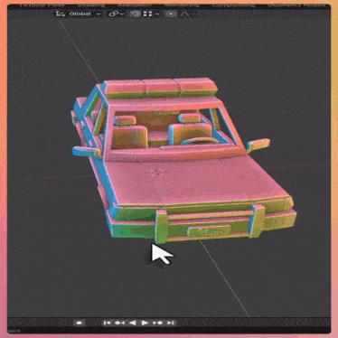 a screenshot of a 3d model of a car with a mouse pointer pointing to the seats