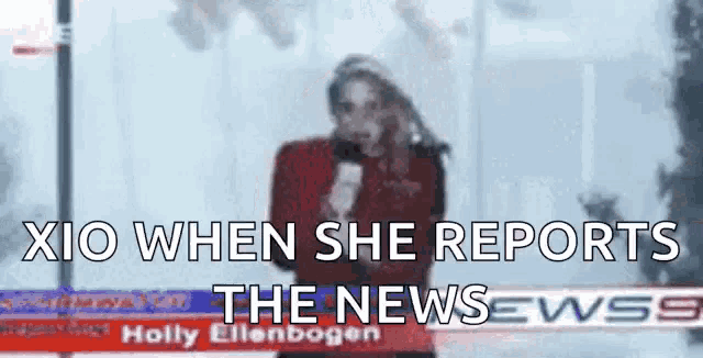 a blurred image of a female news anchor reporting the news