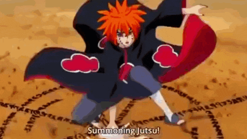 a cartoon character is wearing a cloak with a cloud on it and is standing in the dirt .