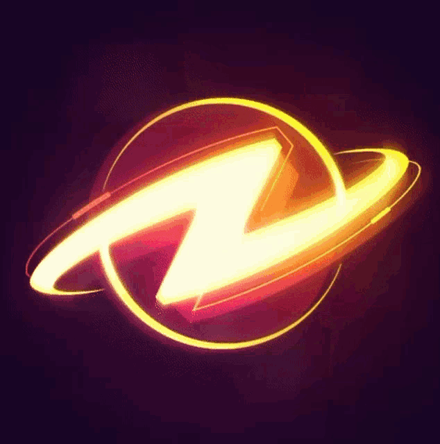 a glowing lightning bolt in a circle on a dark background