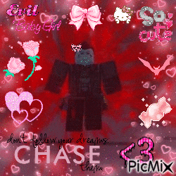 a picture of a person with hearts and the words chase