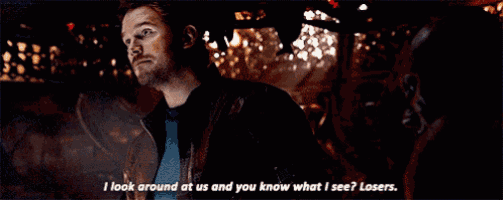 a man in a leather jacket says " i look around at us and you know what i see "
