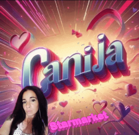 a woman stands in front of a sign that says canija