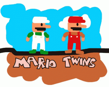 a cartoon drawing of two mario characters with the words mario twins above them
