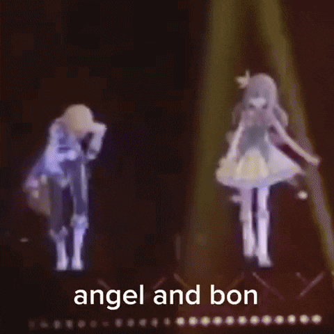 a blurry picture of a man and a woman with the words angel and bon written on the bottom