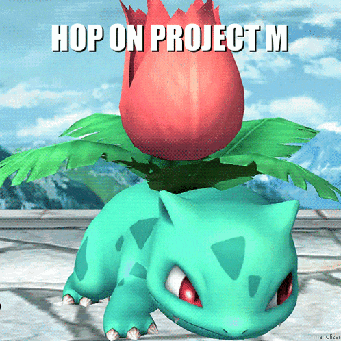 a pokemon with a flower on its head and the words hop on project m