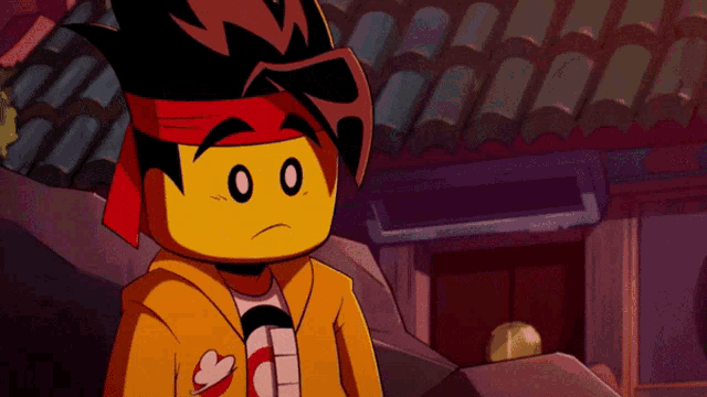 a cartoon character with a bandana around his head and a hoodie with a heart on it