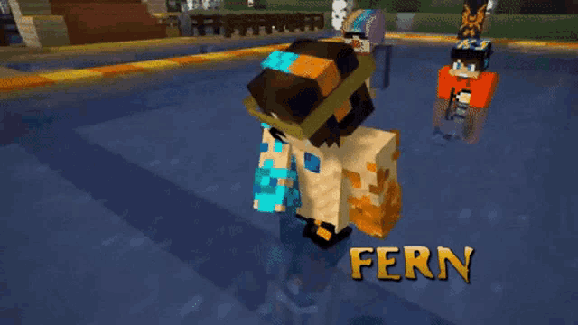 a minecraft character named fern is standing in a pool