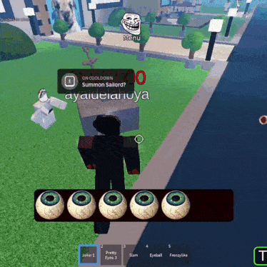 a screenshot of a video game with a troll face and the words " on cooldown "