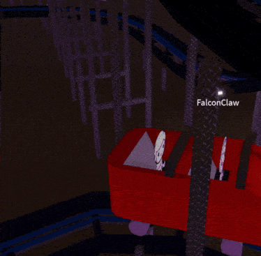 a roller coaster ride with falconclaw written on the bottom right
