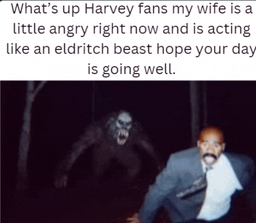 a man in a suit and tie is running away from a monster