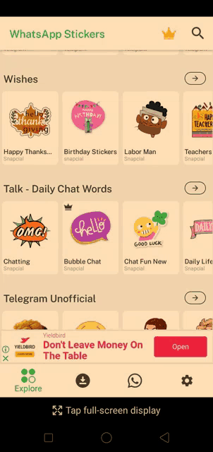 a screenshot of the whatsapp stickers app on a cell phone