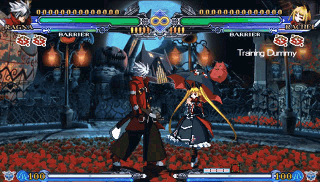 ragna and barrier are playing a video game and ragna is holding an umbrella