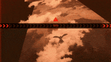 a bird is flying in the sky with arrows pointing to the right