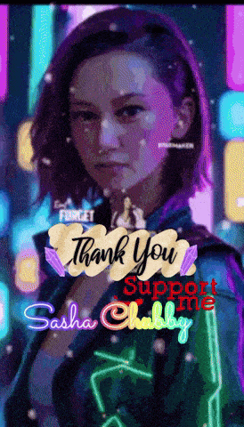 a picture of a woman with the words " thank you support me " on it