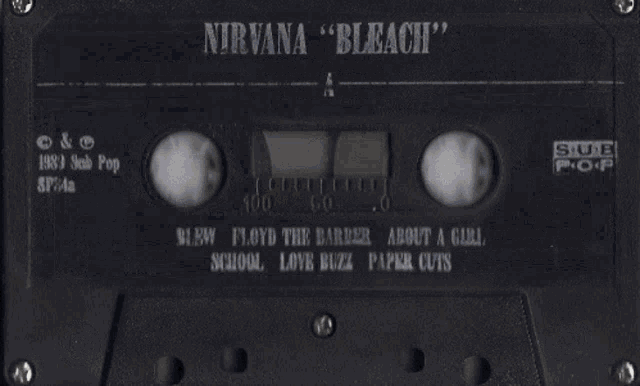 a nirvana cassette tape that says smells like teen spirit