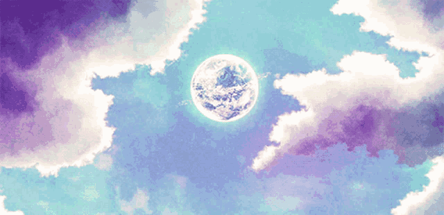 a painting of a planet surrounded by clouds