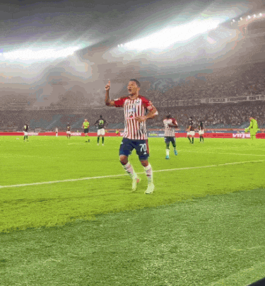 a man in a striped shirt with the number 20 on his shorts is running on a soccer field