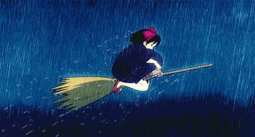 雨　ジブリ　魔女の宅急便　頑張る GIF - Ghibli Omw Raining GIFs