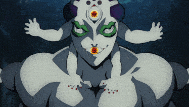 a cartoon drawing of a monster with chinese writing on it