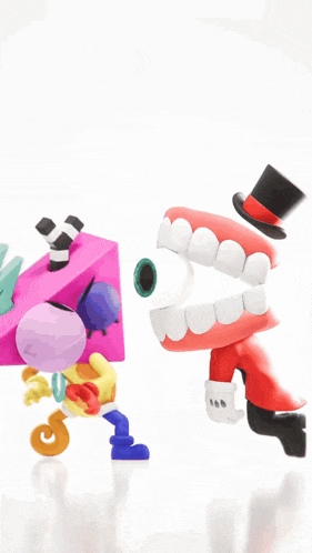 a cartoon character wearing a top hat and a mouth with teeth