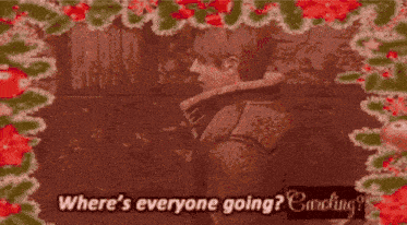 a man wearing a santa hat is asking where 's everyone going