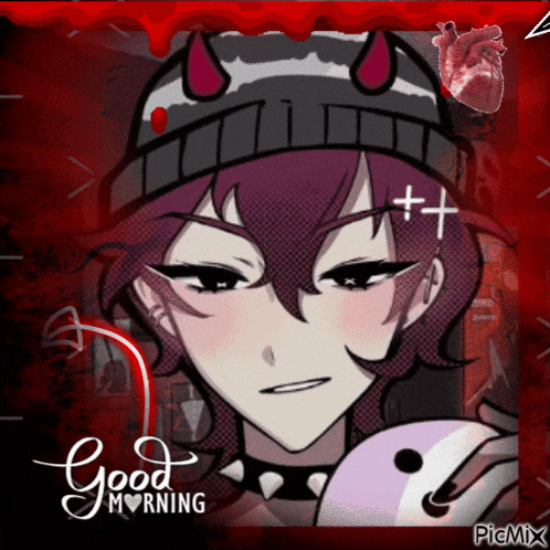 a drawing of a girl with the words good morning written on it