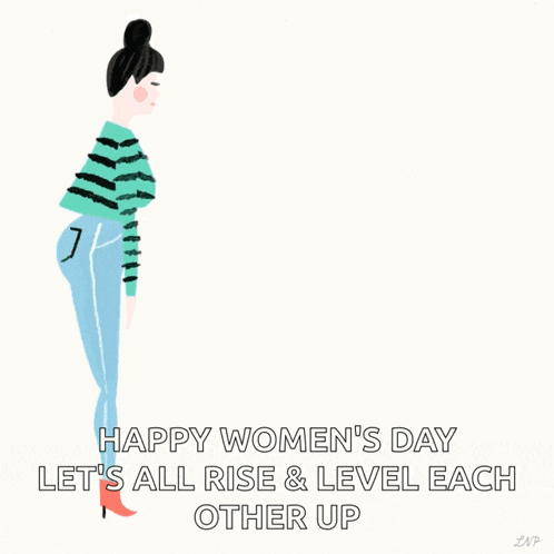 a happy women 's day greeting card with two women