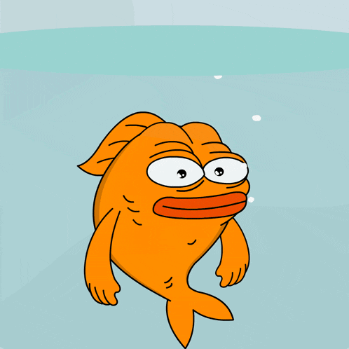 a cartoon of a fish with a red mouth