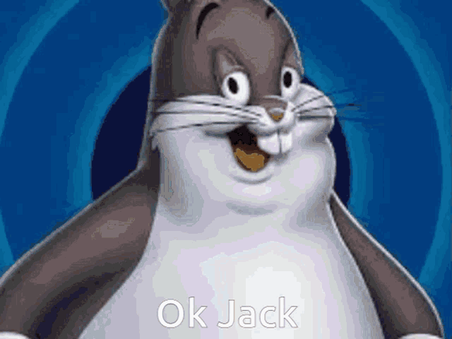 bugs bunny says " ok jack " in front of a blue circle