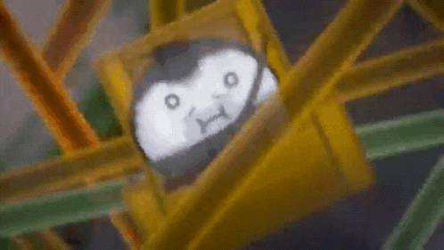a cartoon character is riding a roller coaster and making a funny face
