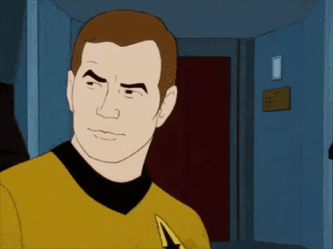 a cartoon of a man in a star trek uniform