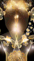 a painting of a person with butterflies around them