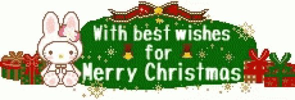 a sign that says with best wishes for merry christmas with a bunny and presents