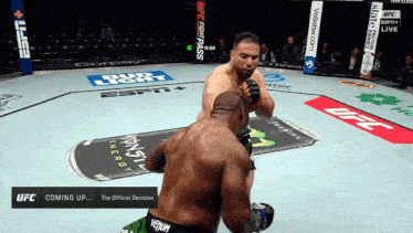 a ufc fight is coming up and the official decision is being displayed