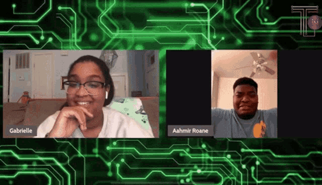 gabrielle and aalmir roane are having a video call