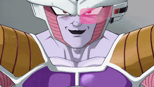 a close up of a cartoon character with a helmet