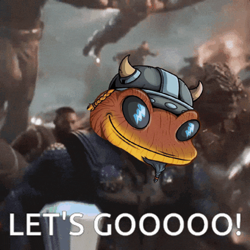 a picture of a cartoon character with the words let 's gooooo on the bottom