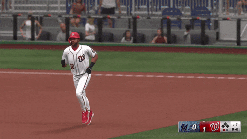 a baseball player named james wood is running to base