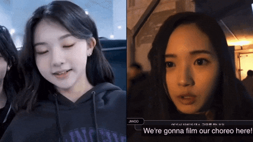 a video of a girl with the words we 're gonna film our choreogra here