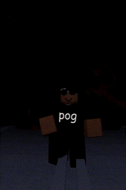 a person in a black shirt that says pog on it