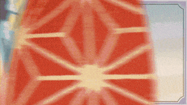 a red and yellow background with a purple frame
