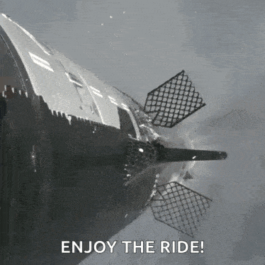 a picture of a rocket with the words enjoy the ride on it