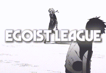 a black and white drawing of a man with the words egoist league below him