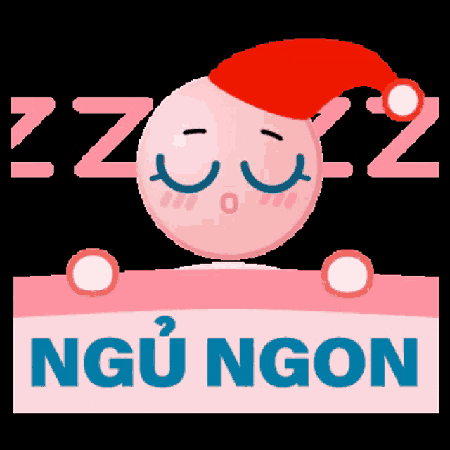a cartoon character wearing a santa hat is holding a sign that says ngũ ngon