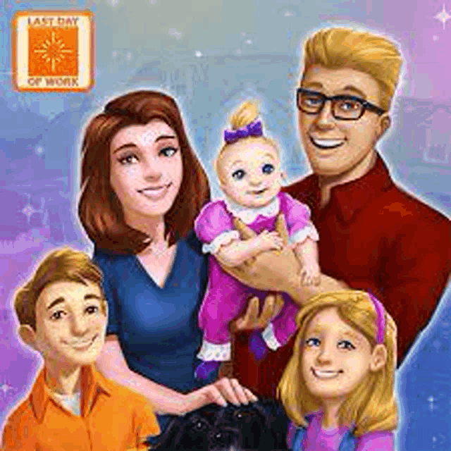 a family is posing for a picture with a baby , a dog , and two boys .