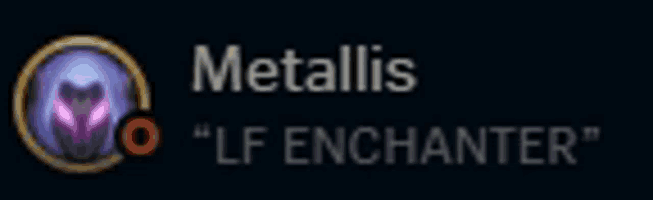 a league of legends logo that says metallis " lf enchanter " on it