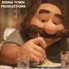 a close up of a man 's face with the words sigma town productions above him